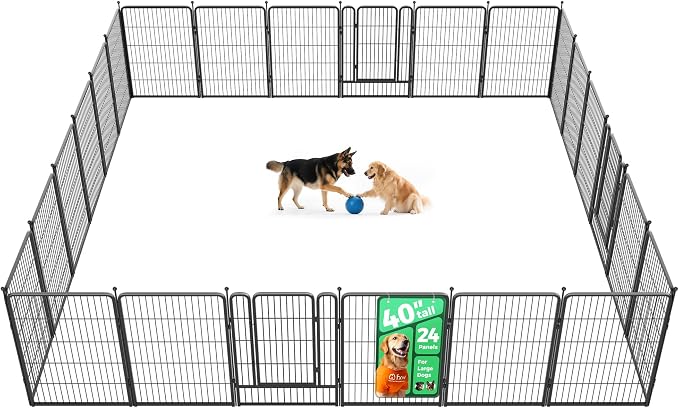 FXW Rollick Dog Playpen, Indoor, Yard & RV Camping, 40" H, 24 Panels | Easy setup, Heavy-duty, DIY layouts, for Medium & Large Dogs, Patented