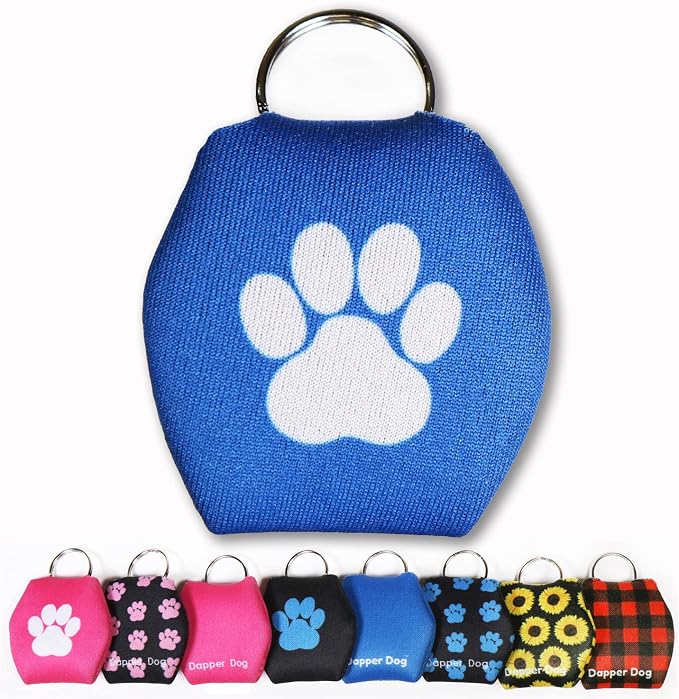 Dapper Dog - Dog Tag Silencer with Tag Ring (Blue with White Paw Print)