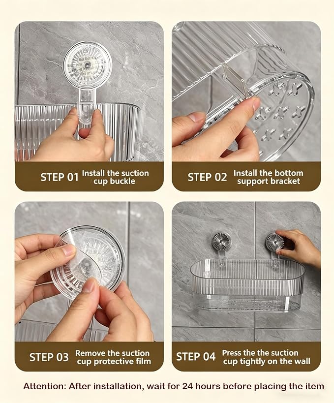 No-Drill Bathroom Suction Storage Box,Large Capacity & Strong Load-Bearing,Removable Shower Basket,Glacier Pattern Suction Cup Shower Caddy Hanging Shower Shelf Organizer (gray 1pcs)