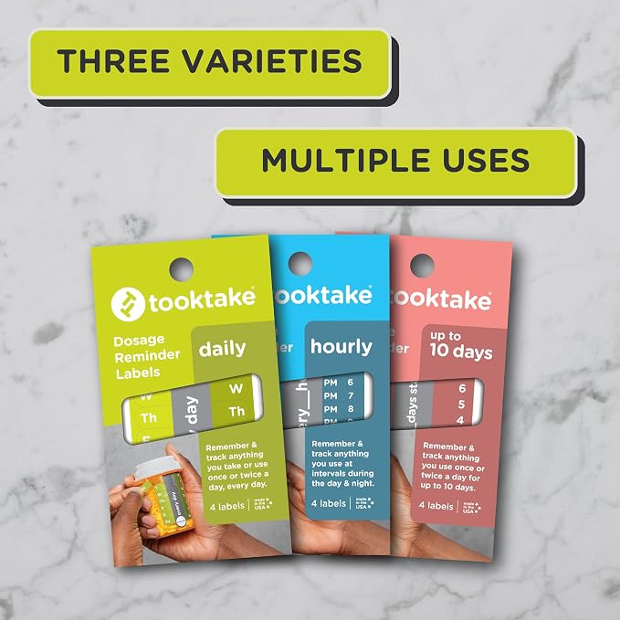 TOOKTAKE Daily Tracking Stickers/3 Pck for Vitamins & Medication in Any Form,Vitamin Organizer,Easy Pill Tracker,Daily Pill Organizer,Medicine Organizer,Weekly Pill Box,7 Day Week, AM/PM,Day & Night