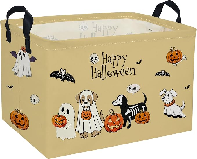 RectangleHalloween Baskets Dog Basket Cute Storage Bin for Room Decor Gift Basket(Dog Halloween)