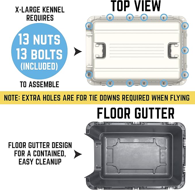 SportPet Designs Plastic Kennels Rolling Plastic Wire Door Travel Dog Crate- XX-Large