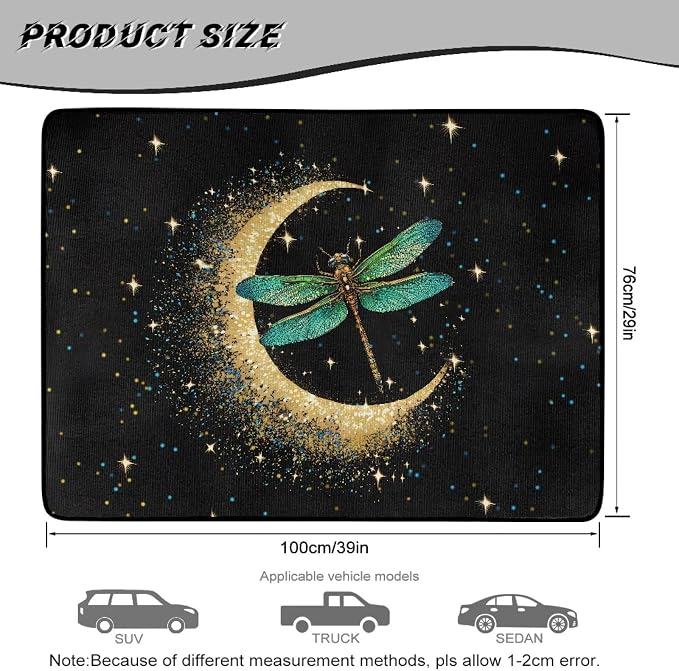 Moon Dragonfly Cargo Liners for SUV Truck Van – Non Slip Rear Trunk Mat & Dustproof Cargo Cover for Dogs & Pets – East Clean Install