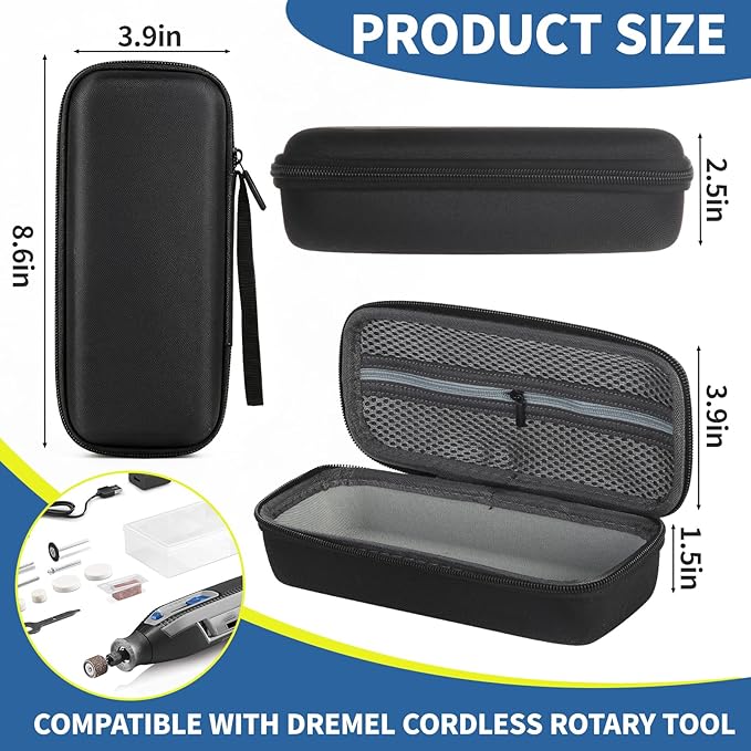 Tool Box Compatible with Dremel and Accessories, Hard Carrying Case Storage Rotary Tool Cordless Tools, Multi-Purpose Kit Carrying Case, Compact and Lightweight, Easy to Carry Anywhere, Black