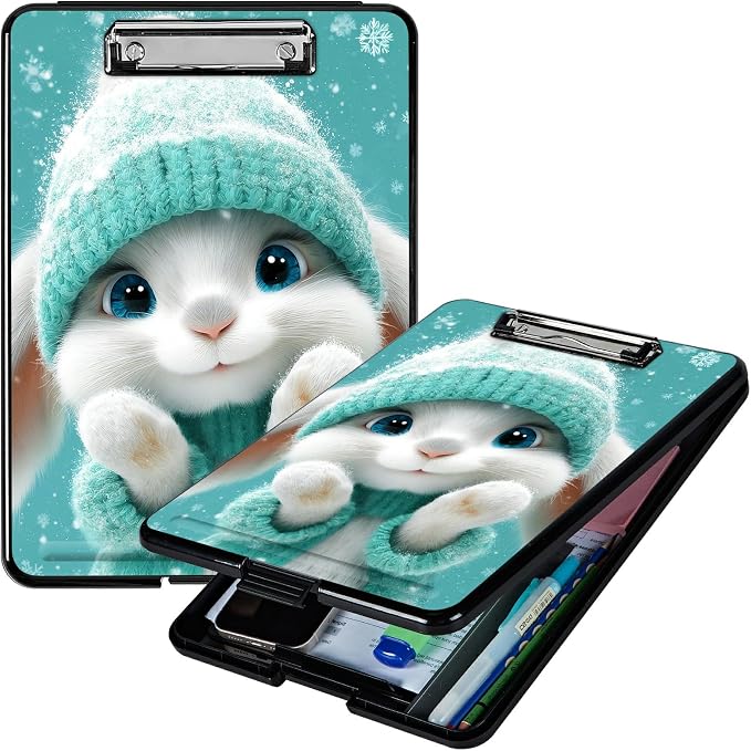 Heavy Duty Storage Clipboard, Slim Nursing Clipboard with Internal Pen Case, Portable File Organizer Case for A4 Letter Size Paper Office Medical Professionals, Green Clothes Rabbit