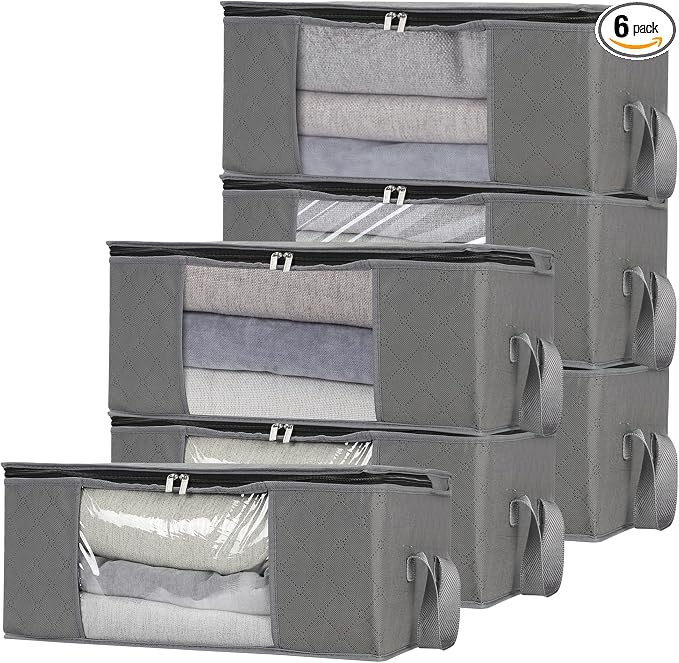 Storage Clothes Bins Closet Bags: Containers Organizer Bag Boxes Clothing Bin Box Container Organization for Organizing Blanket Cloth Pillow Sheet Sweater and Storage Totes Organizers With Lids