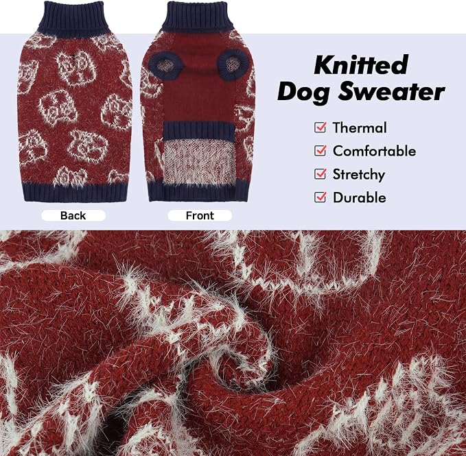 IDOMIK Dog Knitted Sweater for Puppies Cats, Soft Stretchy Dog Sweater,XS | Sleeveless Pet Pullover with Leash Hole, Cozy Knitwear with Foldable Turtleneck, Warm Winter Dog Clothes for Small Pets