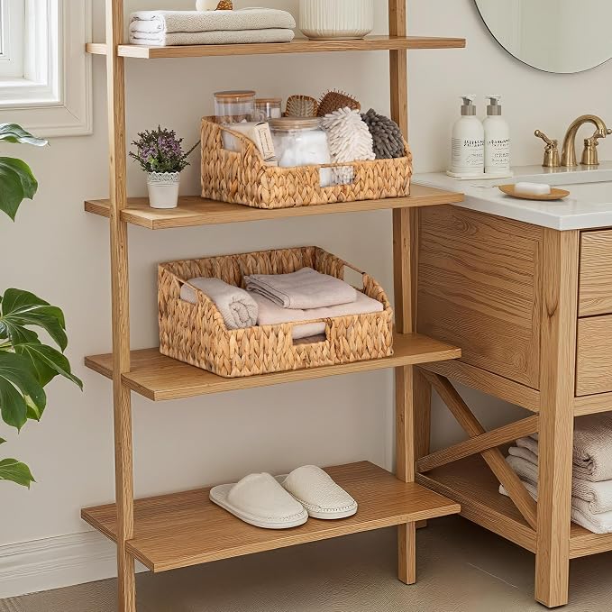 StorageWorks Pantry Baskets for Organizing, Hyacinth Storage Baskets,2-Pack | Pantry Organizers and Storage with Built-in Handles, Wicker Storage Baskets for Shelves, Wicker Baskets for Organizing