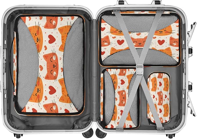 Packing Cubes for Travel, Animals Cats Travel Luggage Packing Organizers for Women Men, Large Custom Toiletries Bag for Cosmetics Toiletries, Valentine's Day