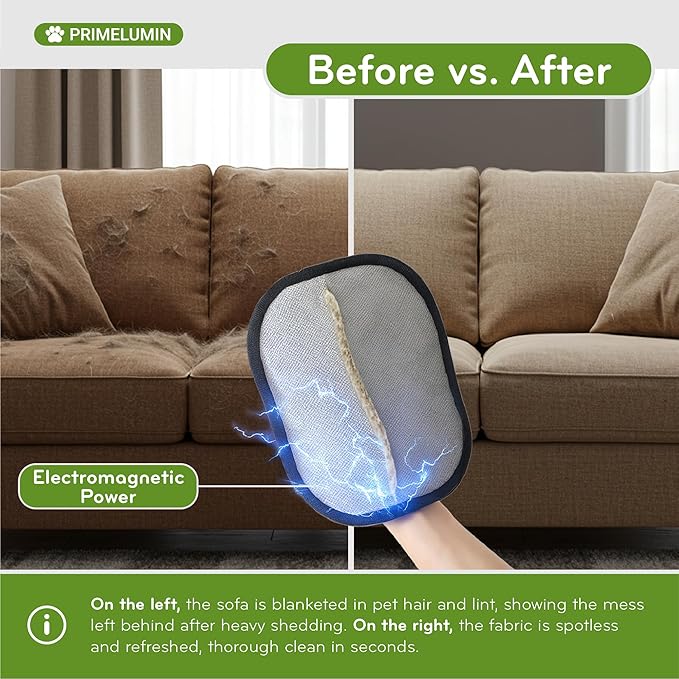 Pet Hair Remover Glove for Dogs & Cats – Redesigned Reusable Electrostatic Fur Remover Mitt for Couch, Furniture, Carpet, Car Seats & Clothes, Fast & Effortless Cleaning