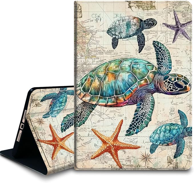 Bxgolkgd Tablet Case for Samsung Galaxy Tab A9 8.7 Inch 2023(SM-X110/X115/X117),Shockproof Stand Cover with Heat Dissipation,Auto Wake/Sleep Function,Turtle Map