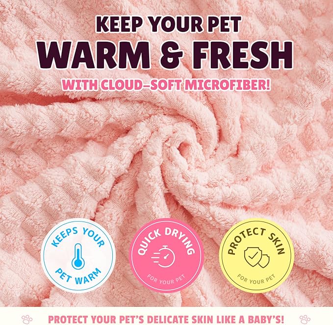 Cloud Pet Towels – Absorbent, Soft Microfiber Towels for Drying Dogs and Cats, Quick-Dry, Includes 2 Sizes