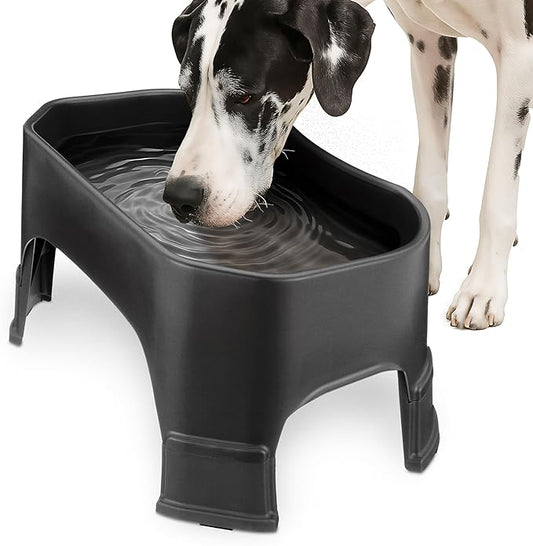 Neater Pet Brands Extra Large Water Bowl for Dogs, Elevated Outdoor Dog Water Bowl (2.25 Gallon XL Capacity), Big Trough Style Food Dish for Indoors or Outside, No Spill Large Dog Bowls, Black