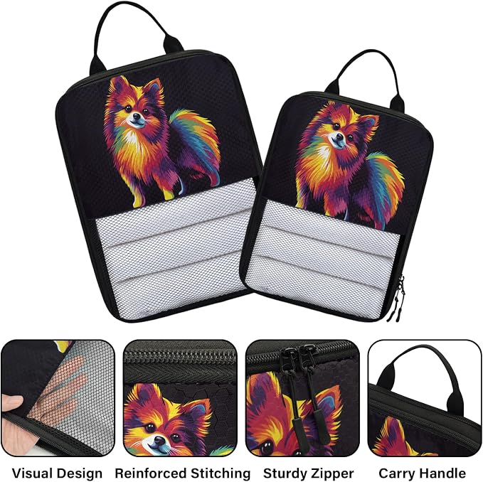 Cute Dogs 6 Set Compression Packing Cubes Puppy Pets Expandable Packing Organizer for Travel Accessories Luggage Suitcase Bag