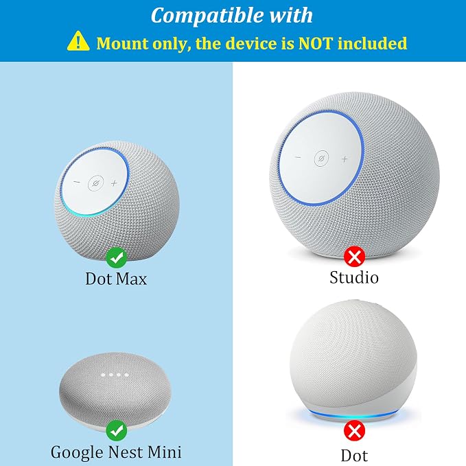 PlusAcc Wall Mount for Dot Max & Nest Mini, No Drilling Needed, White
