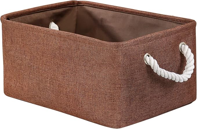 Fabric Storage Basket for Home, Shelf, Closet - Canvas Bin for Dog Toys and Baby Items (Brown, 1 Pack, 13.8L9.8W6.7H)