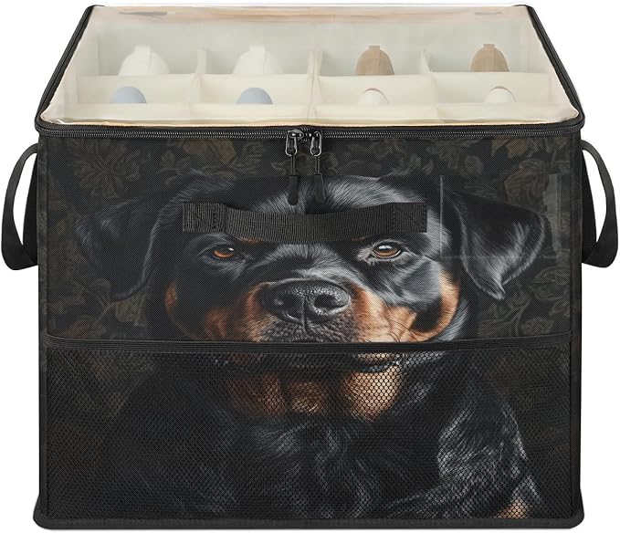 TropicalLife Funny Bernese Dog Shoe Organizer for Closet | Foldable Shoe Storage Organizer Box Bin with Adjustable Dividers and Clear Cover, Fits up to 16-32 Pairs