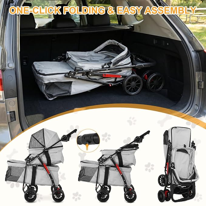 Kittens Puppies Travel Strolling Cart for Small Cats Puppy Kitty Stroller