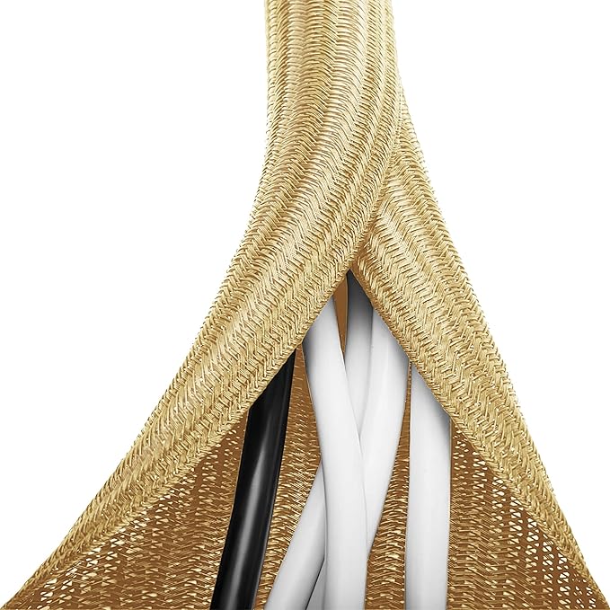 Gold Cable Sleeve, 6.6ft, 1/2 inch | Cable Organizer, Wire Protector, Cable Wrap Cover, Cord Management