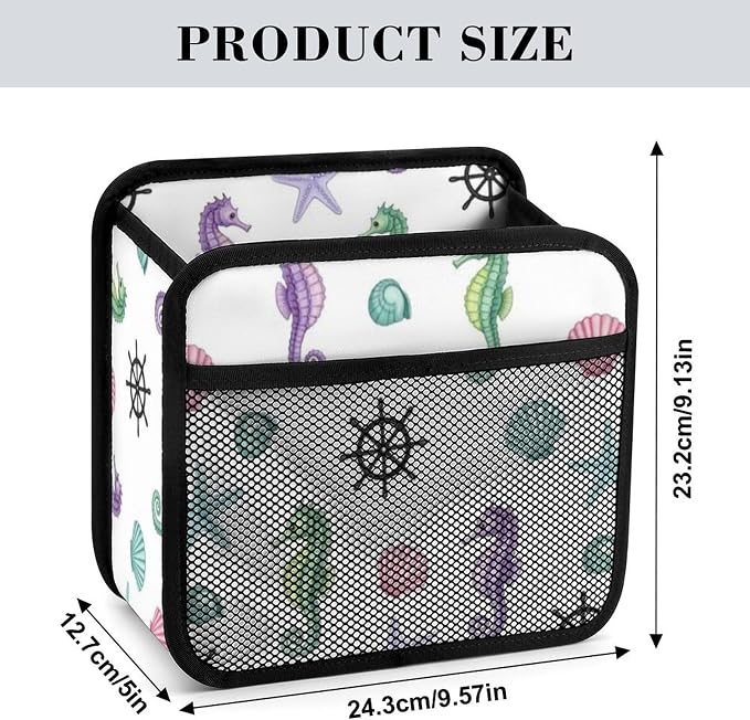 Seat Back Organizer for Car, Backseat Storage Bag Over the Seat, Sea Horse | Seashell Anchor, PU Leather Auto Interior Accessories with Mesh Pocket, Universal Fit