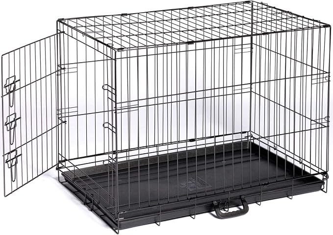 Prevue Pet Products Home On-The-Go Single Door Dog Crate Indoor - M, Black | Medium Collapsible Dog Cage for Travel, and Outdoor Use, Foldable Kennel Design, Deep Plastic Pan