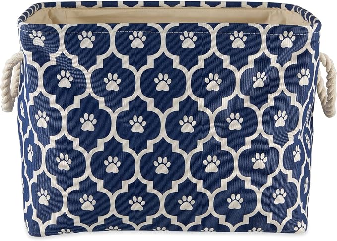 Bone Dry Pet Storage Collection Lattice Paw Print, Nautical Blue, Large Rectangle