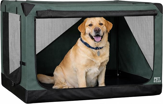Pet Gear Insta-Fold Soft Crate for Dogs, 36", Deep Pine | Folds Compact for Travel in Seconds, No Tools Required, Includes removable waterproof liner for easy cleaning