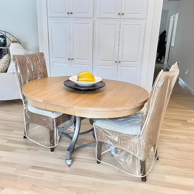 Evelots 2-Pack Clear PVC Dining Chair Covers, Spill-Resistant Protectors | Heavy-duty clear vinyl helps protect kitchen chairs from dust, spills, pet hair and claws; wipes clean with a damp cloth.
