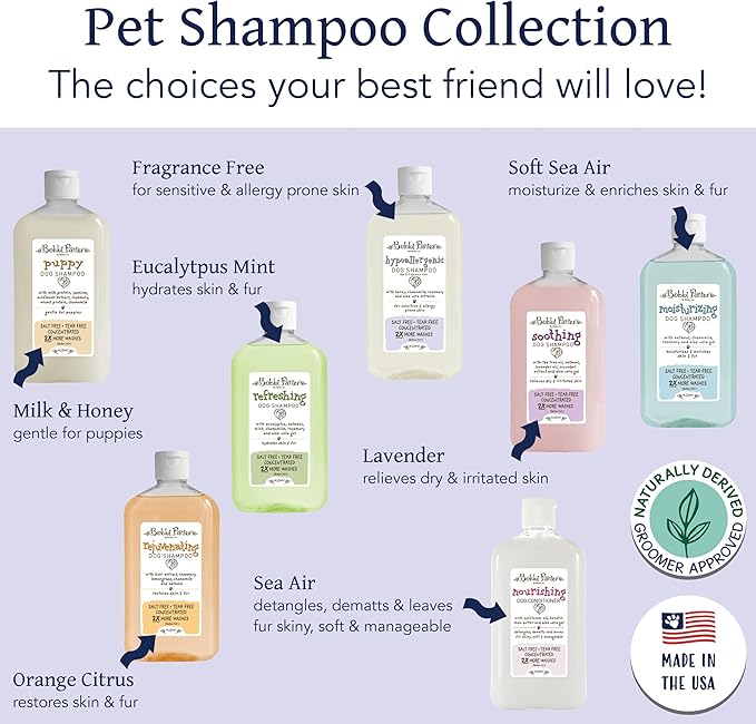Bobbi Panter Hypoallergenic Dog Shampoo Honey, Aloe Vera, Chamomile & Rosemary – Dye & Fragrance Free Natural Formula for Sensitive & Allergy Skin, Tear-Free, 30:1 Concentrate, Made in USA, 14 oz