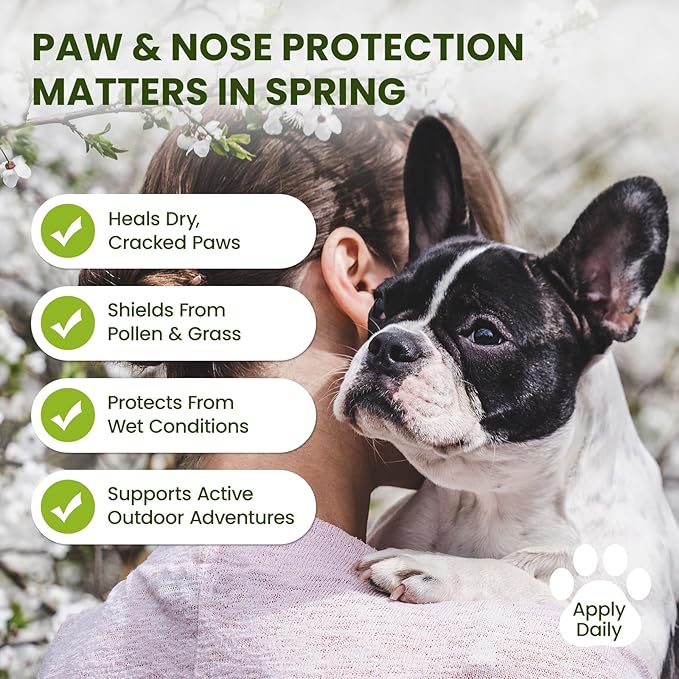 PawSono Lick-Safe Dog Paw & Nose Balm with Coconut Oil | All-Natural Moisturizer & Soother for Dry, Cracked Pads & Snout | Heat & Cold Pavement Protection Wax, Nose Butter for Bulldogs (2.1oz *2)