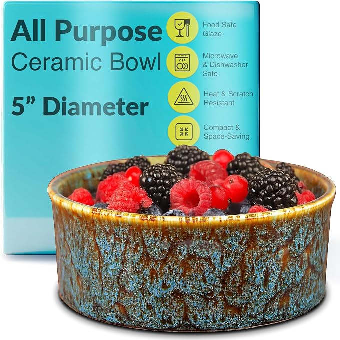 Ceramic Bowl for Soup, Ice Cream, Rice, Pasta, Cereal, Dog, Cat, Pet Food | Microwave and Dishwasher Safe, Durable Ceramic for Everyday Use. Match with other Elevated Lifestyle Kitchen Accessories