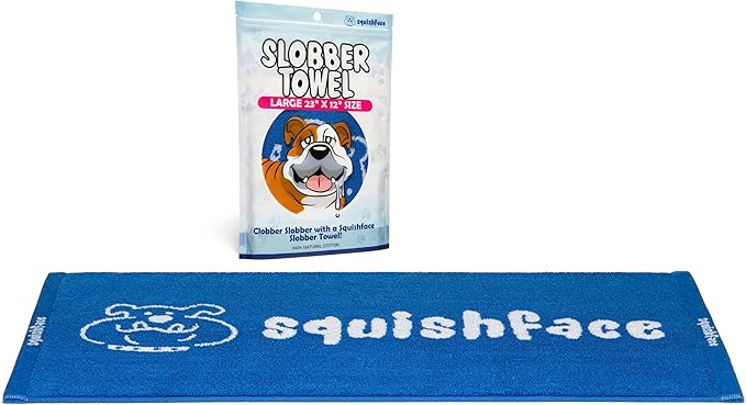 Squishface Slobber Towel, Thick & Durable Dog Towel - 100% Cotton, Soft & Gentle Drool Tamer, Large 23" x 12" Soft & Durable Cloth - Because Your Furry Friend's Slobber Deserves The Best! 3 Pack