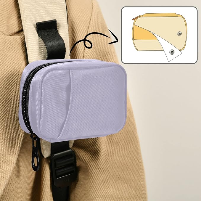 Pill Box 7 Day Case Travel Organizer Bag with Zipper Portable Weekly Compact Size for Vitamin Supplement Holder, Solid Color Lavender Purple, 4.6 x 3.14 1.88 Inch, 0.12 kilograms