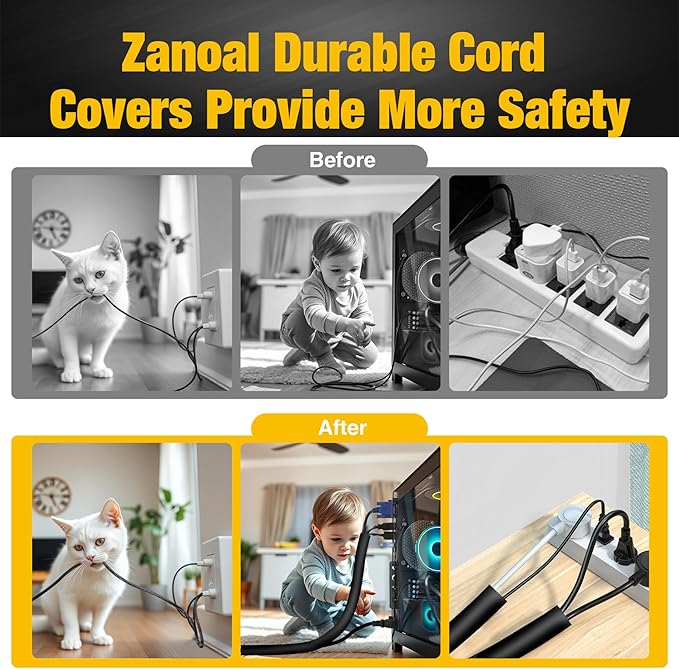 118 Inch Split Loom Flexible Conduit Cable Management,Braided Cord Protectors from Pets No Chew,Wire Sleeve Tubing Cord Organizer (3/8"-10ft)