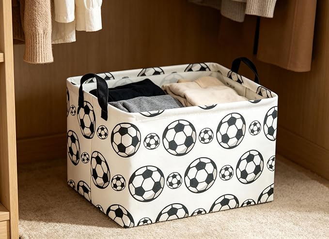Rectangular Soccer Basket Storage Bin Organizer Box Room Decor for Home(Soccer)