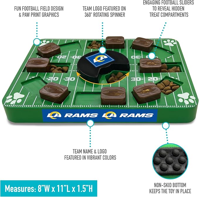 Pets First NFL Los Angeles RAMS Puzzle Toy, Puzzle Treat Dog Toy, Interactive Dog Treat Toy, Dog Puzzle