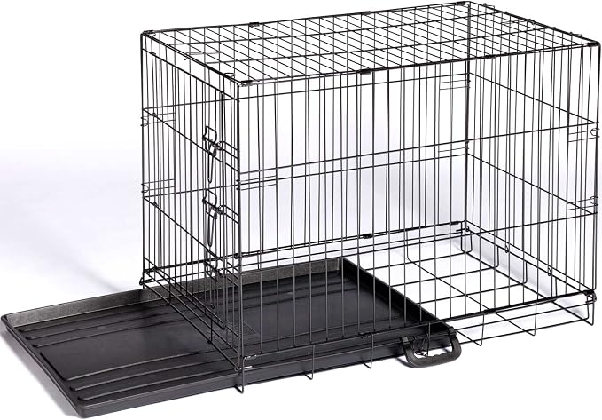 Prevue Pet Products Home On-The-Go Single Door Dog Crate Indoor - M, Black | Medium Collapsible Dog Cage for Travel, and Outdoor Use, Foldable Kennel Design, Deep Plastic Pan
