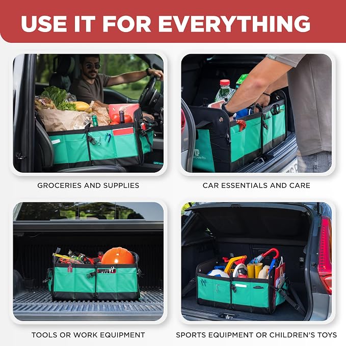 Teal Car Trunk Organizer for SUV & Auto Cargo Storage, Large | Fits Cars, SUVs & Trucks Reduces Trunk Clutter Keeps Items Within Reach Great for Shopping Easy Storage Car Accessories