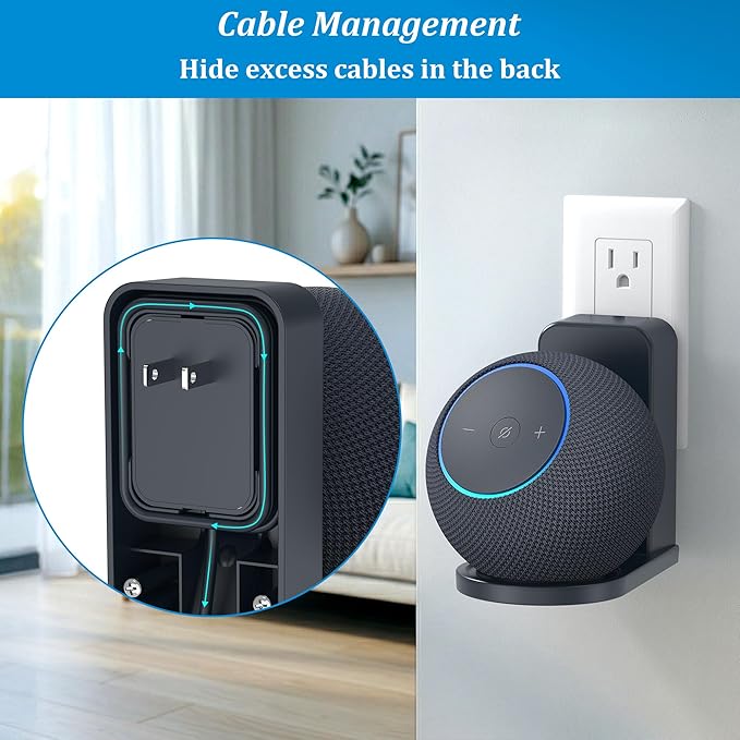 PlusAcc Wall Mount for Dot Max & Nest Mini, No Drilling Needed, Graphite