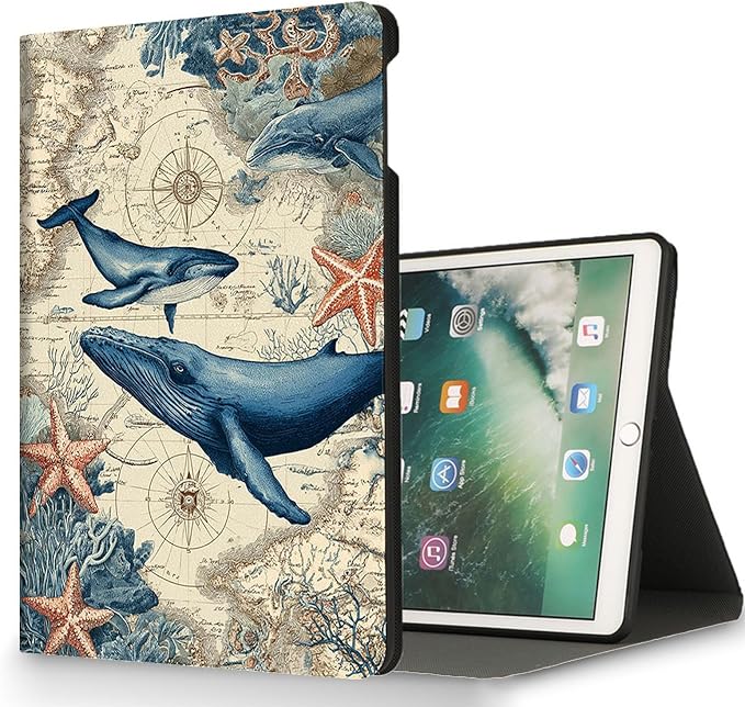 for Microsoft Surface Pro 8-13" 2021 Tablet Case,Auto Wake/Sleep,Adjustable Stand Protective Cover - Nautical Whale