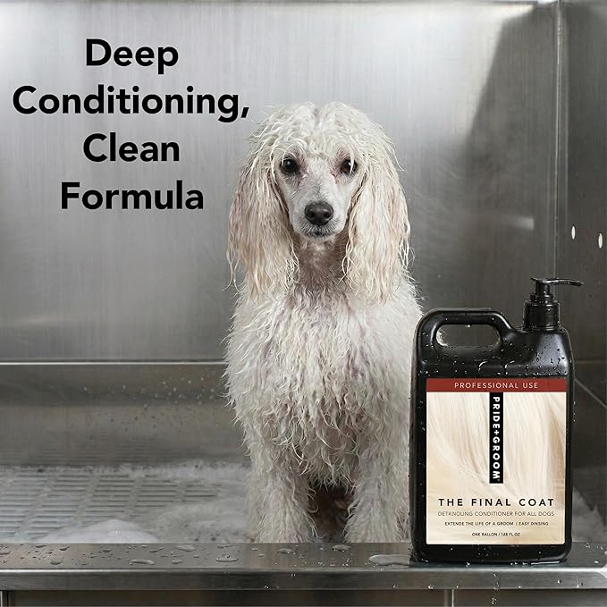 Pride and Groom The Final Coat | Grooming Conditioner that Extends The Life of a Groom | Tearless All Natural Ingredients that Untangle, Nourish, and Add Shine for All Dogs – 128oz