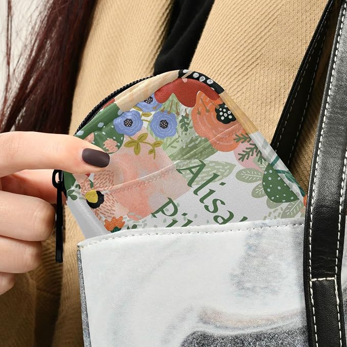 Custom Pill Box 7 Day Pill Case Bag Cactus Flowers Personalized Name Travel Pill Organizer Bag with Zipper Portable Weekly Case Compact Size for Vitamin Supplement Holder