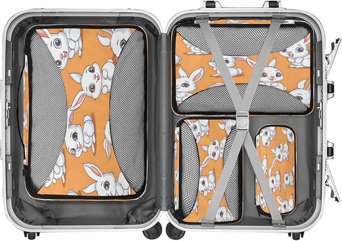 Packing Cubes for Travel, Bunny Rabbit Travel Luggage Packing Organizers for Women Men, Large Custom Toiletries Bag for Cosmetics Toiletries, Easter Bunny