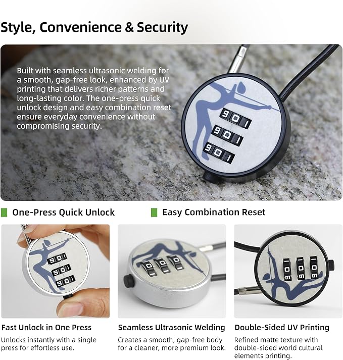 Small Combination Lock Outdoor Use Waterproof for Suitcase, Bike Basket, Pet Carrier, Small Padlock with 3 Digit Resettable Code & Cable Wire for Travel Luggage, Backpack, Carry Bag Zipper