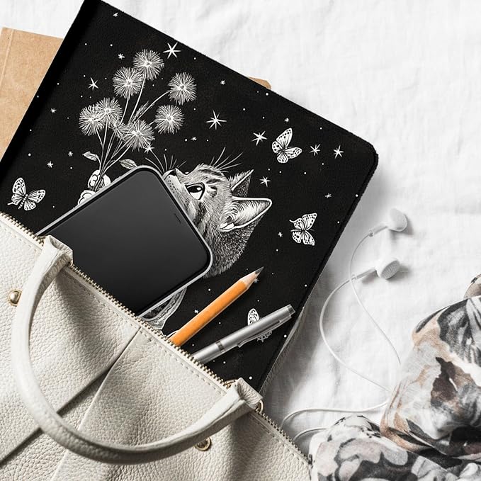 for Microsoft Surface Pro 7 Plus,Surface Pro 7/6/5/4 12.3" Tablet Case,Auto Wake/Sleep,Adjustable Stand Protective Cover - Cartoon Cat Dandelion