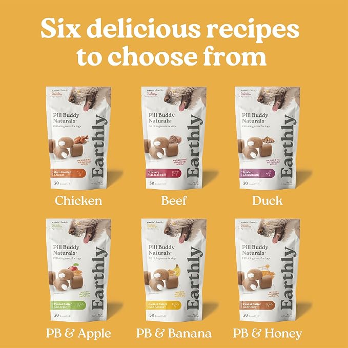 Presidio Earthly Pill Buddy Naturals - Beef Recipe Pill Hiding Treats for Dogs - Make A Perfect Pill Concealing Pocket Or Pouch for Any Size Medication - 30 Servings