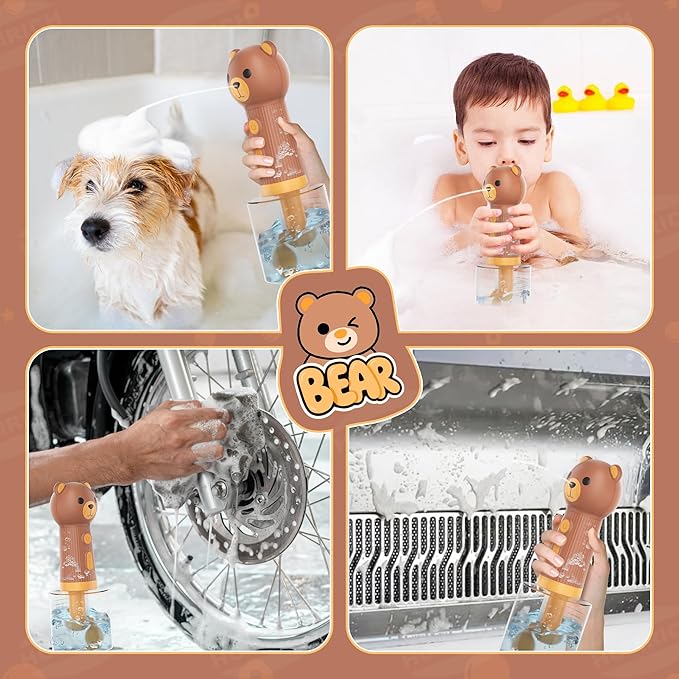 Dog Shampoo Foamer, Electric Dog Soap Dispenser, Automatic Dog Shampoo Sprayer with Dog Bath Brush, Dog Bath Supplies - Outdoor Dog Shower Attachment for Bathtub for After Walk Pet Wash