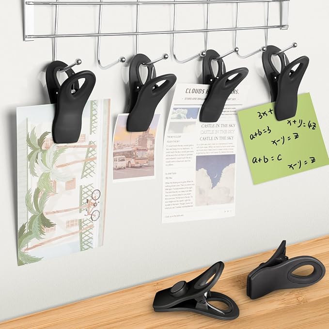 12 Pack Chip Clips, Bag Clips for Food, Magnetic Sealers for Chips And Other Food, Plastic Bag Clip for Kitchen, Fridge, Clothes, Sewing And Artwork (Black)