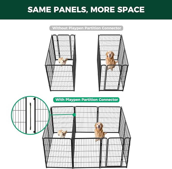 FXW Homeplus Indoor Dog Playpen with Divider Connectors, 40" H, 12 Panels | Calm Indoor Play Area, Two-Zone Layout, For Medium & Large Dogs, Patented