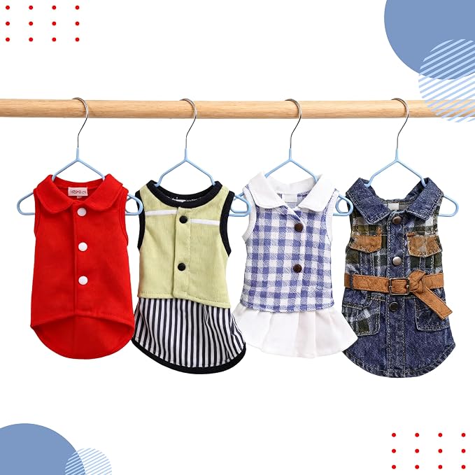 24 Pcs Dog Clothes Hangers 7.24 Inch Blue Metal Pet Clothes Hangers, Cat Clothing Hangers, Pet Clothing Holders Coat Hangers for Small Pet Such as Dog & Cat Costumes